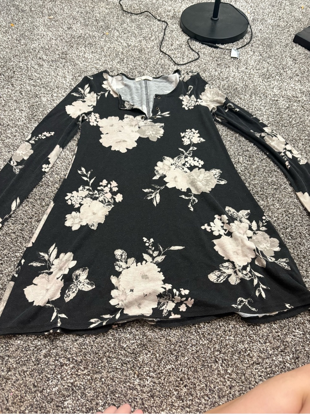Black Floral Long Sleeve dress